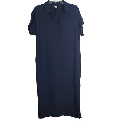 Camisa Chico's Vestido Midi Azul Marino Modal Informal Cómoda Costera Náutica Talla 4 Foto 1 de 4