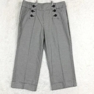 Pantalones capri para mujer New York & Company negro blanco pata de gallo marinero puños 4 - Imagen 1 de 9