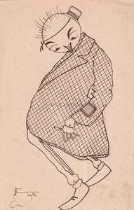 CARTOLINA DISEGNATA E COLORATA A MANO - Figura 1916 Inchiostro China Marchio - Picture 1 of 2