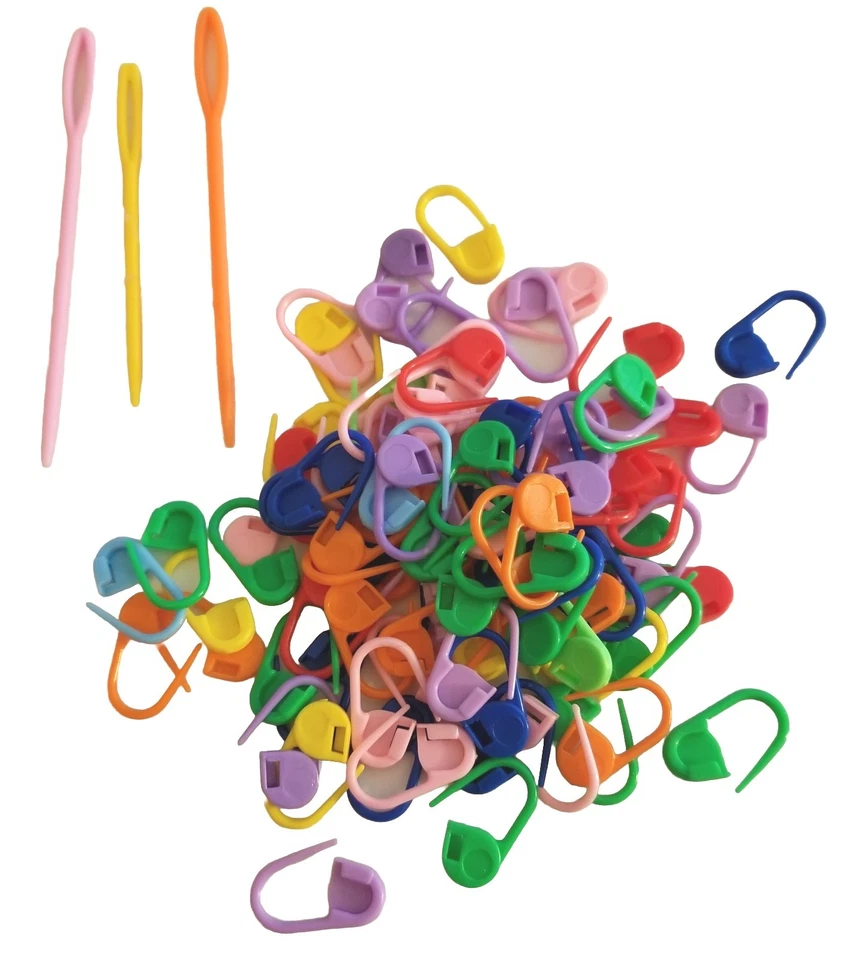 95 Stitch Markers For Crafts, Plastic Fasteners and Yarn Needles. Large. Closing - Image 1 of 1