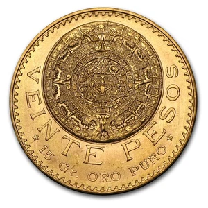 Mexico Gold 20 Pesos (Random Year) AU-BU - Picture 1 of 3