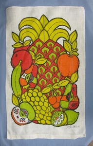 Vintage Georges Briard Geschirrtuch Früchte buntes Leinen Küche 16,5"x27,5" sehr guter Zustand - Bild 1 von 12