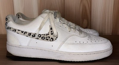 Nike Court Vision Womens Low Shoes Leopard Swoosh Sneakers Size 10 DD9665-100 - Image 1 of 4