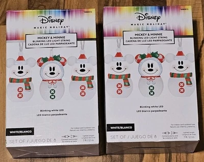  2 Disney Mickey & Minnie Blinking LED Light Strings 8 Molds Per Box Works! - Image 1 of 3