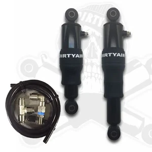 Dirty Air 4" Steel Rear Touring Air Shocks and Manual Valve Fill Kit Touring 80+ - Foto 1 di 3