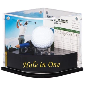 Golf Ball Display Case for Hole-in-One Golfer. Black Ball Throne with Golden ... - Picture 1 of 8