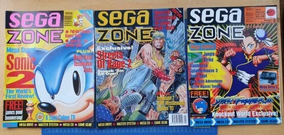 Sega Zone Magazine bundle Issues 1, 3 and 8 with badge in very good condition - Image 1 of 4