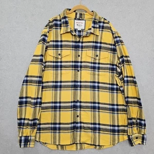 American Eagle Shirt Men's Button Down Flannel Double Pocket Size XXL Yellow... - Picture 1 of 13