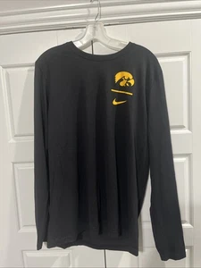 Iowa Hawkeyes Nike Dri Fit Herren Größe Large schwarz Langarm Logo Grafik T-Shirt - Bild 1 von 4