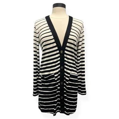 Cárdigan Dotti a Rayas Bolsillos Gran Tamaño Blanco Azul Marino Talla XS Preppy Náutico Nuevo con Etiquetas Foto 1 de 4