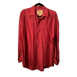 Camicia uomo vintage Protest rossa seta bottoni davanti taglia media maniche lunghe tasca - Foto 1 di 5