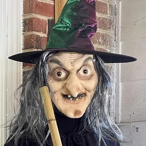 Halloween Horror Scary Witch Old Lady Evil Latex Mask w/Wigs Cosplay Costume - Picture 1 of 6