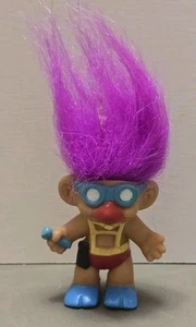 Rare Vintage Russ 4 "  Scuba Troll Doll Purple Hair Blue Mask & Tank on Back - Picture 1 of 5