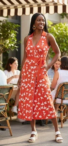 Vestido envolvente tejido hoja ginko Diane Von Furstenberg para mujer M naranja oficina de lujo - Imagen 1 de 9