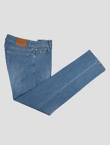 NEW LUIGI BORRELLI LIGHT BLUE COTTON EA JEANS US 35 - EU 51 LBJZ1 - Picture 1 of 3