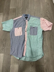 Camisa para hombre Chaps Ralph Lauren talla XL Seersucker a rayas bloque de color SS abotonada - Imagen 1 de 4