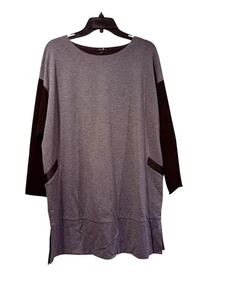 Lafayette 148 Color Block grau schwarz leichte Tunika Oberteil 3/4 Arm Gr. L - Bild 1 von 11