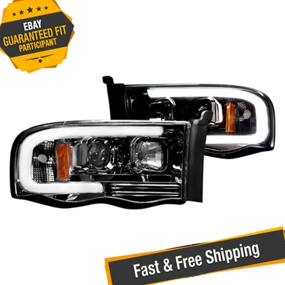 Recon 264191BKC Black/Smoke LED DRL Bar Projector Headlights for 02-05 Dodge RAM Foto 1 de 4
