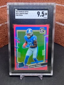 Donruss Optic Jahmyr Gibbs Pink Prizm (RC) 2023 #236 SGC 9,5 MT+ - Imagen 1 de 2