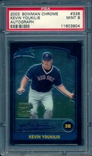 2003 Bowman Chrome #336 Kevin Youkilis Rookie Autograph Red Sox PSA 9 MINT RC