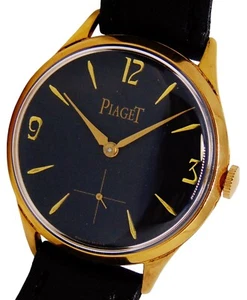 Vintage PIAGET black dial 18k gold plated case 36mm SWISS WATCH just serviced - Picture 1 of 13