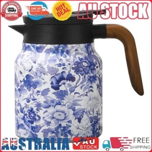 1000ml Floral Pattern Teapot with Lid Stainless Steel Pot for Kitchen (Blue) - Picture 1 of 12