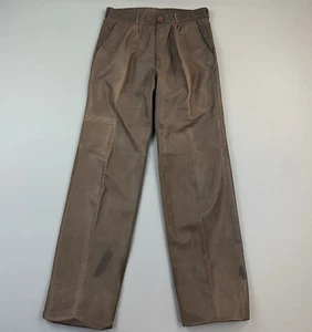 Pantalones plisados de cuero marrón 32 30x32 vintage The American para hombre años 80 - Imagen 1 de 20