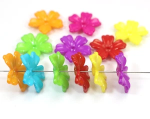 100 Mixed Bright Color Acrylic Flower Bead Caps 20mm Loose Spacer Craft DIY - Picture 1 of 6