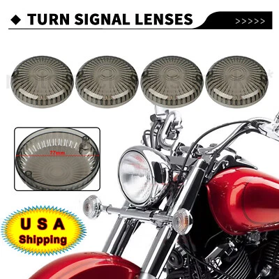 4x Smoke 77mm Turn Signal Lense For Yamaha Road Star XV1600A Virago 250 Motor - Image 1 of 4