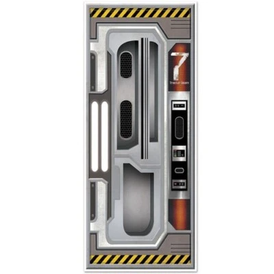 Spaceship All Weather Door Cover 30" x 72" Plastic Outer Space Party Decoration - Image 1 of 2