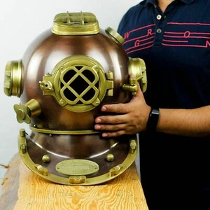 Finish Antique U.S Navy Mark V Boston Divers Diving Helmet Scuba Full Size Vinta - Bild 1 von 4
