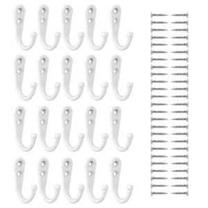 20 Pcs Single Prong Hooks Door/Wall Mounted Hanger Hooks for Towels Robes Coats - Picture 1 of 6