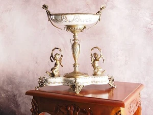 Art Nouveau Porcelain & Bronze Bowl - Decorative Bowl 40x38cm - Picture 1 of 7