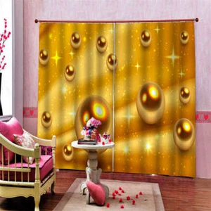 Golden Yellow Big Nice Dew Water Printing 3D Blockout Curtains Fabric Window - Bild 1 von 8