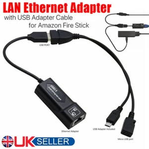 For Amazon Fire Stick 4K TV LAN Ethernet Connector+OTG USB Cable Adapter UK SELL - Picture 1 of 14