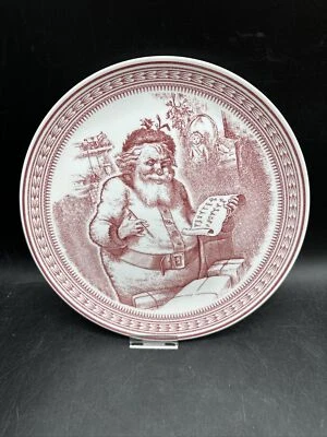 Spode Williams Sonoma Saint Nick Red Plate, Santa Christmas, England, 8 3/8" Dia - Image 1 of 4