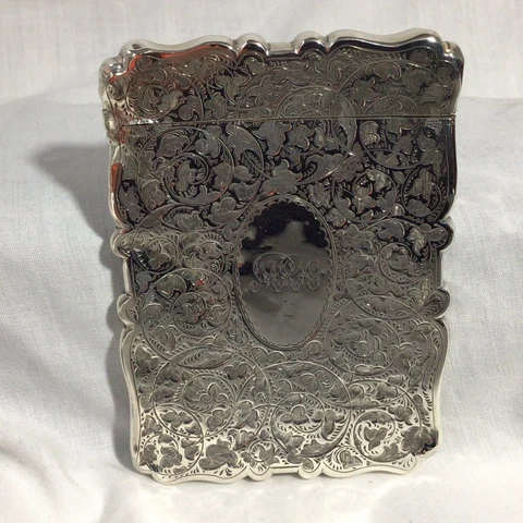 1879 Solid Silver Card Case By John Linegar Birmingham 55.67g Cover