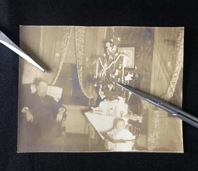 Antique Victorian Christmas Tree Toys Home Interior Original Photo - Image 1 of 2