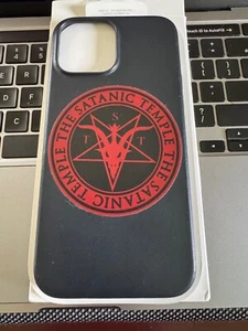 Apple Leather Case w/ The Satanic Temple Logo iPhone 15 Pro MAX Black RARE TST - Photo 1 sur 1