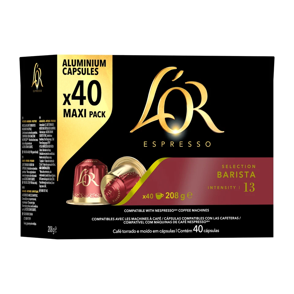 L'OR ESPRESSO 600 Capsule in Alluminio L'OR BARISTA Compatibili Nespresso Intensità 13 LOR