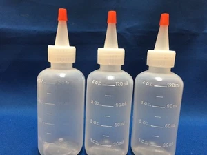 3er Pack 4 Unzen (120 ml) Kunststoff Boston Runde Quetschflaschen + Yorker Verschlüsse LDPE - Bild 1 von 8