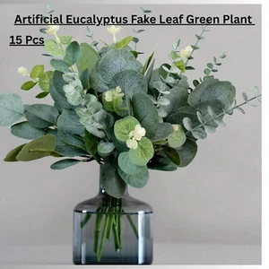 Artificial Eucalyptus Fake Leaf Green Plant Silk Flowers Stem Home Decor - Picture 1 of 2
