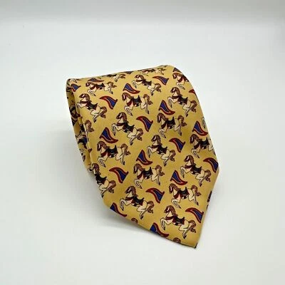 Corbata Brooks Brothers Makers cuello de seda carrusel de carnaval caballo amarillo/rojo/azul Foto 1 de 4