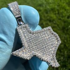 2.70Ct Round Cut Real Moissanite Texas State Charm Pendant 14K White Gold Plated