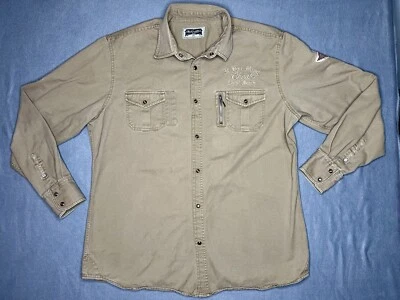 Blac Label Western Shirt Mens 2XL Cowboy Pearl Snap Embroidered Must Cheat Death - Image 1 of 4