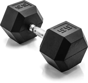CAP Barbell Coated Hex Dumbbell Weight, Chrome Handle, 55lb - Picture 1 of 6