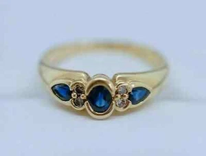 2CT Oval Cut Lab Created Sapphire Diamond Wedding Ring 14K Yellow Gold Plated - Picture 1 of 14