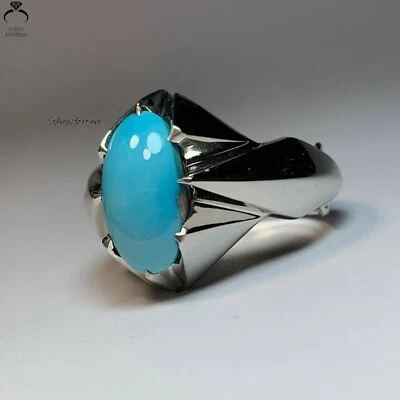Anillo Turquesa Natural Neshapuri Para Hombre - Piedra Persa en Plata 925 Foto 1 de 4