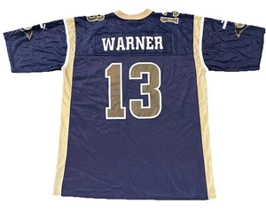 Rams Jersey 2XL Kurt Warner Mens Blue Vintage - Picture 1 of 9