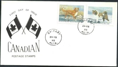 Canada  #1218 & 1219   "DOGS OF CANADA"     Brand New 1988 Special Event Cachet - Image 1 of 2